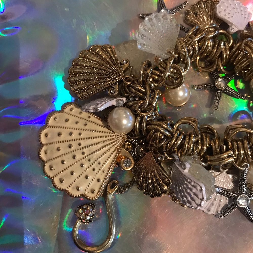 Seashell mermaid Betsey Johnson stretch bracelet nautical beach doll bikini